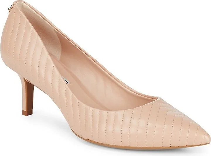 Rosette Leather Point Toe Pumps - Image 2