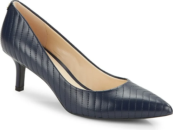 Rosette Leather Point Toe Pumps