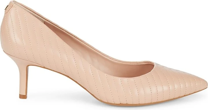 Rosette Leather Point Toe Pumps