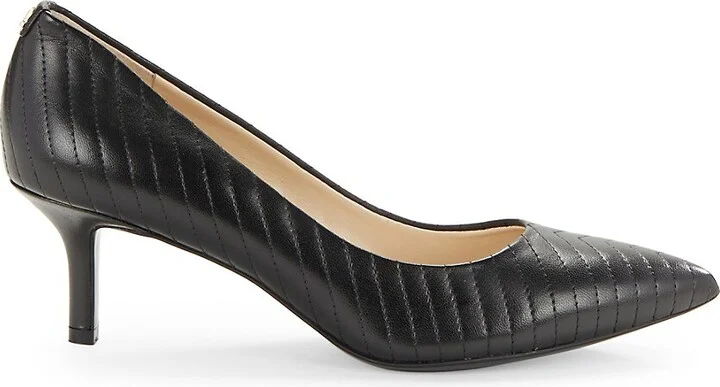 Rosette Leather Point Toe Pumps
