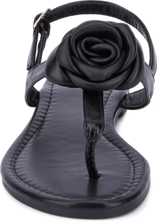 Rosette Women's Single Flower Thong T-Strap Sandal - Image 3