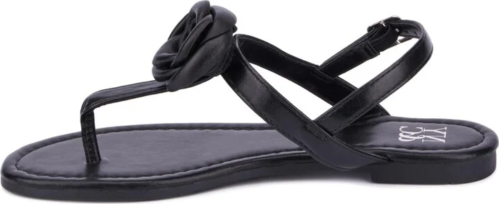 Rosette Women's Single Flower Thong T-Strap Sandal - Image 6