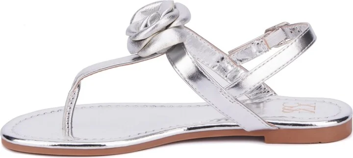 Rosette Women's Single Flower Thong T-Strap Sandal - Image 9