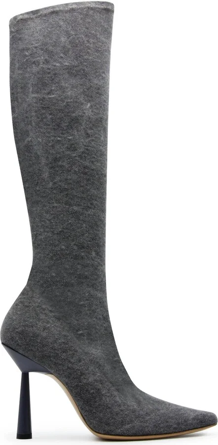 Rosie 8 Denim Boots In Anthracite Denim