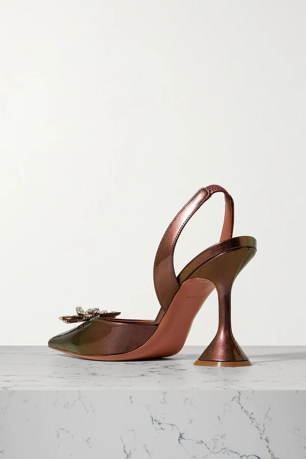 Rosie crystal-embellished iridescent leather slingback pumps - Image 3