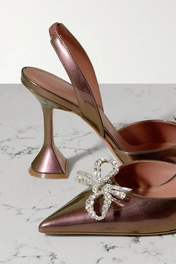 Rosie crystal-embellished iridescent leather slingback pumps - Image 4