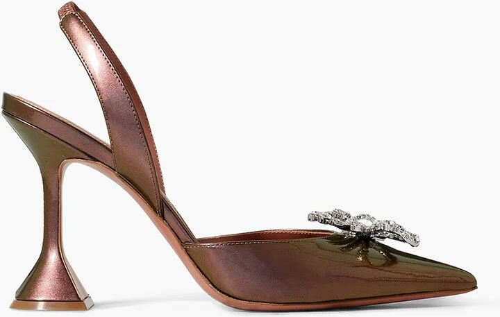 Rosie crystal-embellished iridescent leather slingback pumps