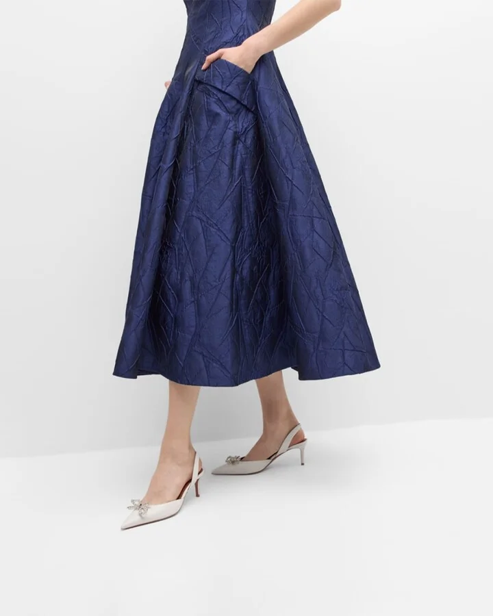 Rosie Leather Crystal Bow Slingback Pumps - Image 3
