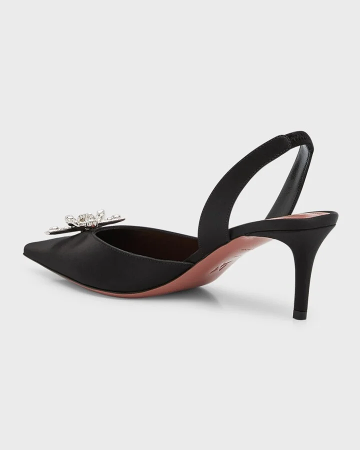 Rosie Slingback Satin Pumps - Image 10