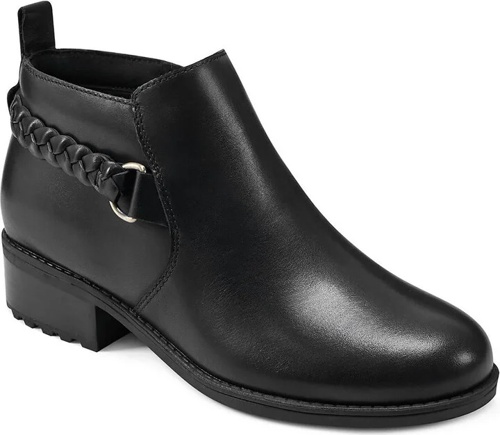 Roslyn Womens Leather Braided Booties