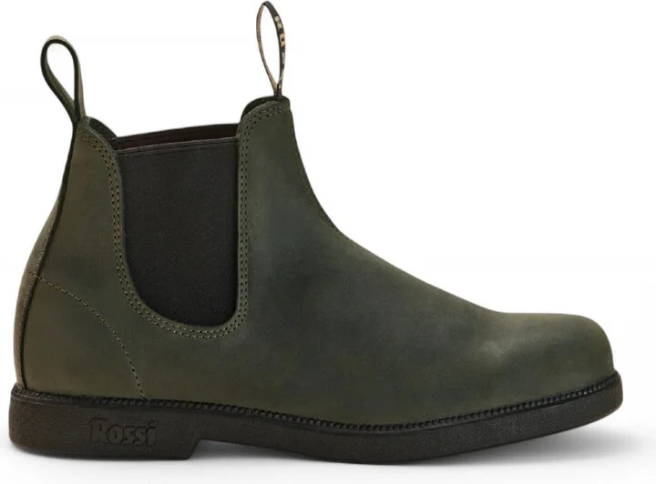Rossi 607 Booma Moss Olive Green Leather Chelsea Boots