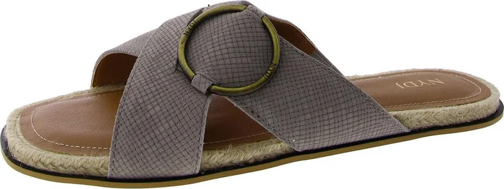 ROSSI Womens Faux Leather Slip On Slide Sandals