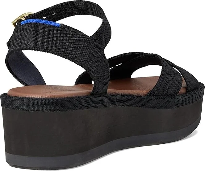 Rothy's The Criss-Cross Lightweight Wedge Women's Wedge Shoes Black : 6.5 M, Textile - Image 4