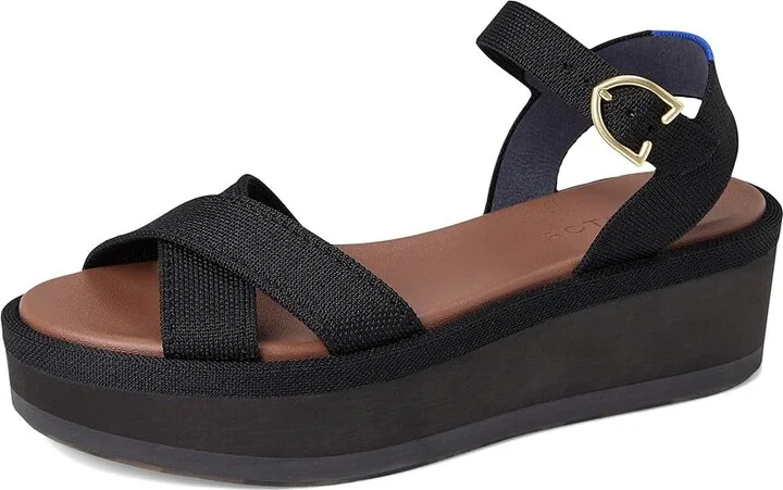 Rothy's The Criss-Cross Lightweight Wedge Women's Wedge Shoes Black : 6.5 M, Textile - Image 5