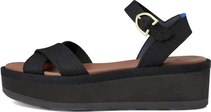 Rothy's The Criss-Cross Lightweight Wedge Women's Wedge Shoes Black : 6.5 M, Textile - Image 6