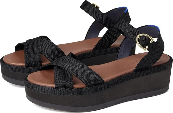 Rothy's The Criss-Cross Lightweight Wedge Women's Wedge Shoes Black : 6.5 M, Textile