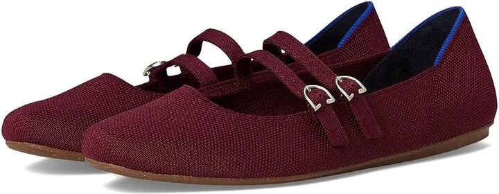 Rothy's The Double Buckle Mary Jane Women's Dress Flat Shoes Cabernet : 5 M