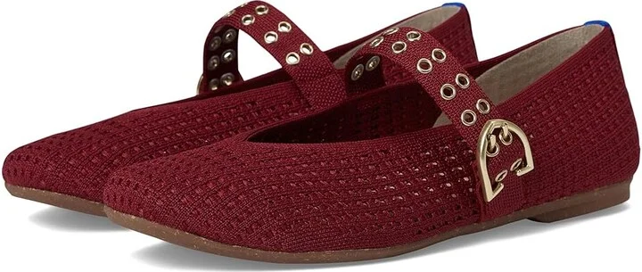 Rothy's The Max Buckle Mary Jane Women's Dress Flat Shoes Ruby Mesh : 8.5 M