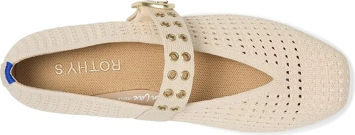 Rothy's The Max Buckle Mary Jane Women's Dress Flat Shoes White Mesh : 9.5 M - Image 2