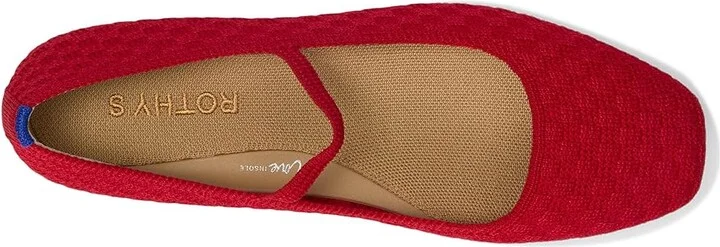 Rothy's The Max Square Mary Jane Women's Dress Flat Shoes Red Crisp Basketweave : 7.5 M, Synthetic - Image 2
