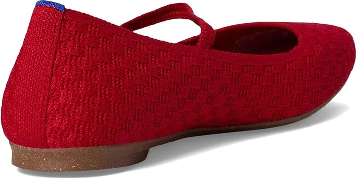 Rothy's The Max Square Mary Jane Women's Dress Flat Shoes Red Crisp Basketweave : 7.5 M, Synthetic - Image 4