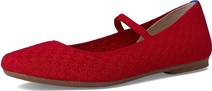Rothy's The Max Square Mary Jane Women's Dress Flat Shoes Red Crisp Basketweave : 7.5 M, Synthetic - Image 5