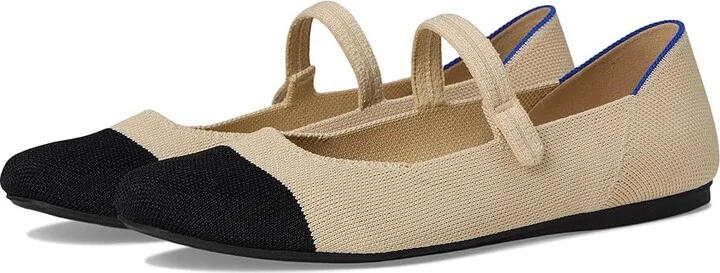 Rothy's The Square Mary Jane Women's Dress Flat Shoes Cream Captoe : 8.5 M, Synthetic