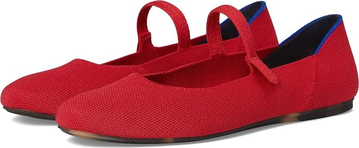 Rothy's The Square Mary Jane Women's Dress Flat Shoes Lollipop Red : 8 M, Synthetic