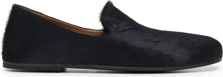 Round-Toe Calf-Hair Loafers