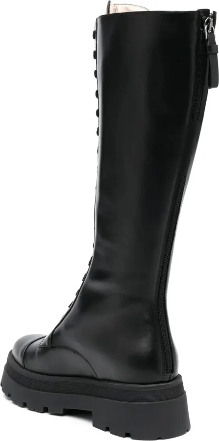 Round-Toe Lace-Up Leather Boots - Image 3