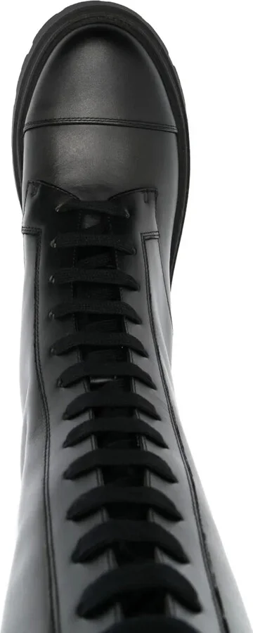Round-Toe Lace-Up Leather Boots - Image 4