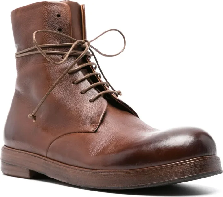 Round-Toe Lace-Up Leather Boots - Image 2