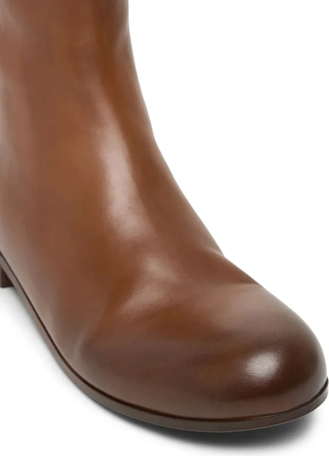 Round-Toe Leather Ankle Boots - Image 4