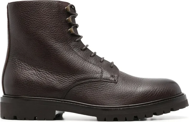 Round-Toe Leather Ankle Boots
