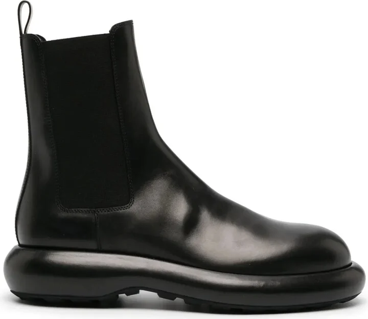 Round-Toe Leather Ankle Boots