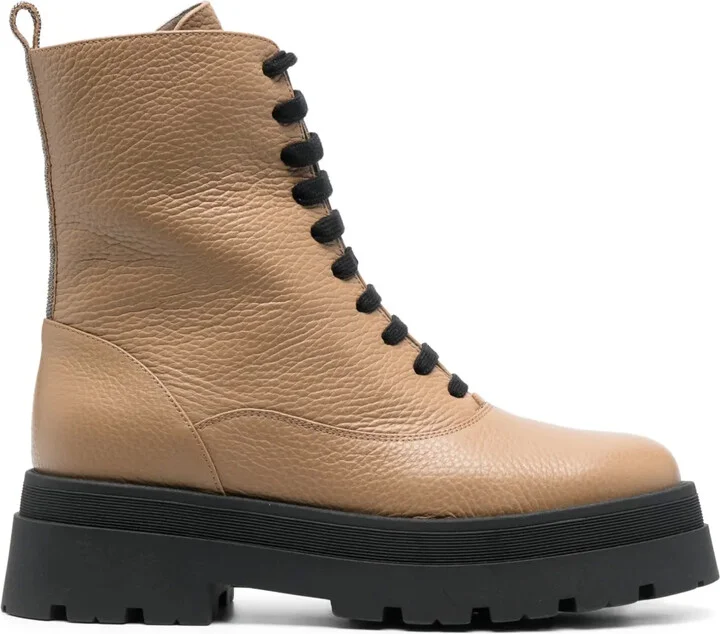 Round-Toe Leather Ankle Boots