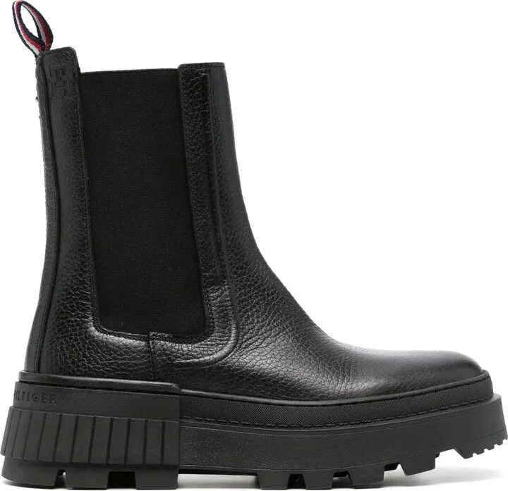 Round-Toe Leather Ankle Boots