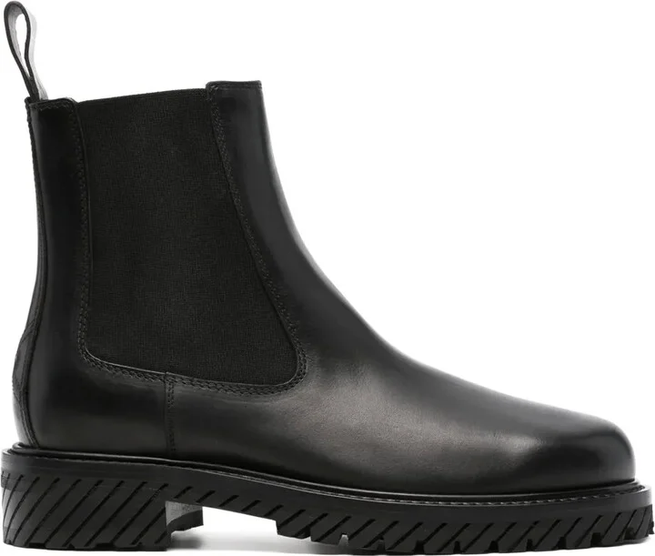 Round-Toe Leather Ankle Boots