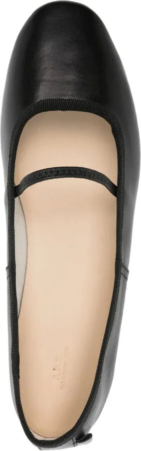 Round-Toe Leather Ballerina Shoes - Image 4