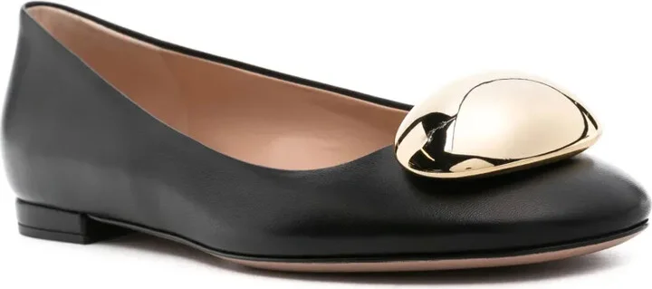 Round-Toe Leather Ballerina Shoes - Image 2