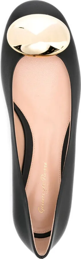 Round-Toe Leather Ballerina Shoes - Image 4