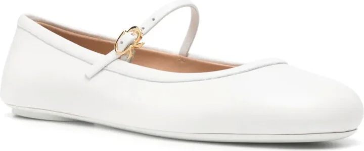 Round-Toe Leather Ballerina Shoes - Image 2