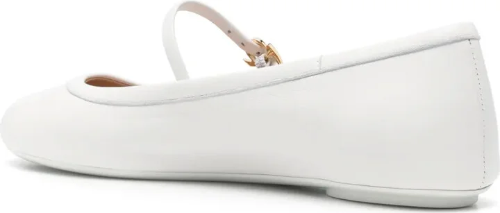 Round-Toe Leather Ballerina Shoes - Image 3