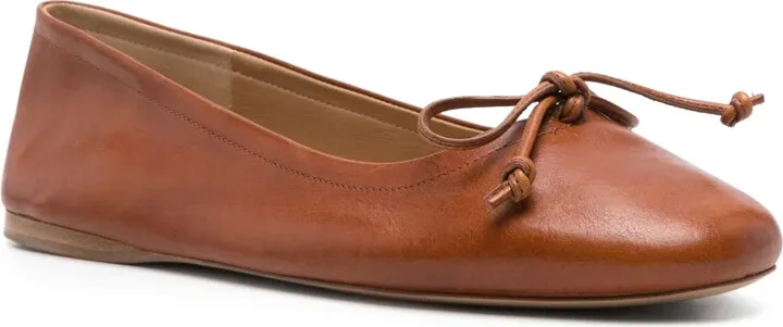Round-Toe Leather Ballerina Shoes - Image 2
