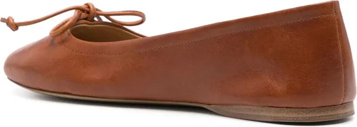 Round-Toe Leather Ballerina Shoes - Image 3