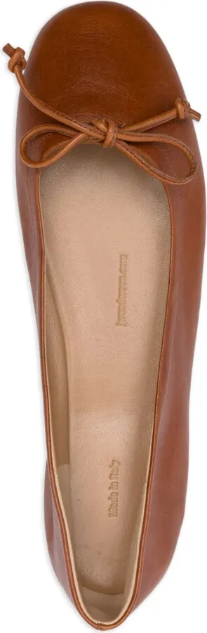 Round-Toe Leather Ballerina Shoes - Image 4