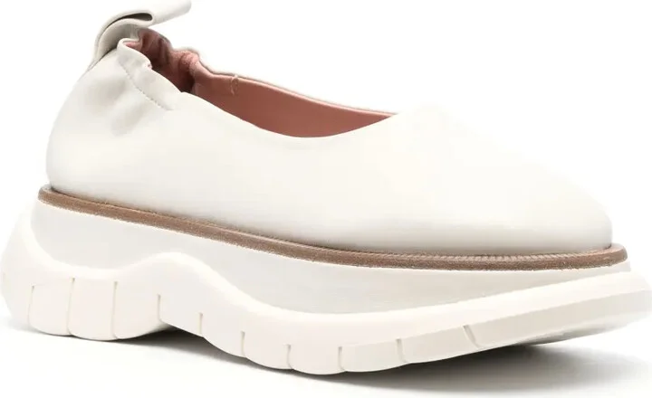 Round-Toe Leather Ballerina Shoes - Image 2