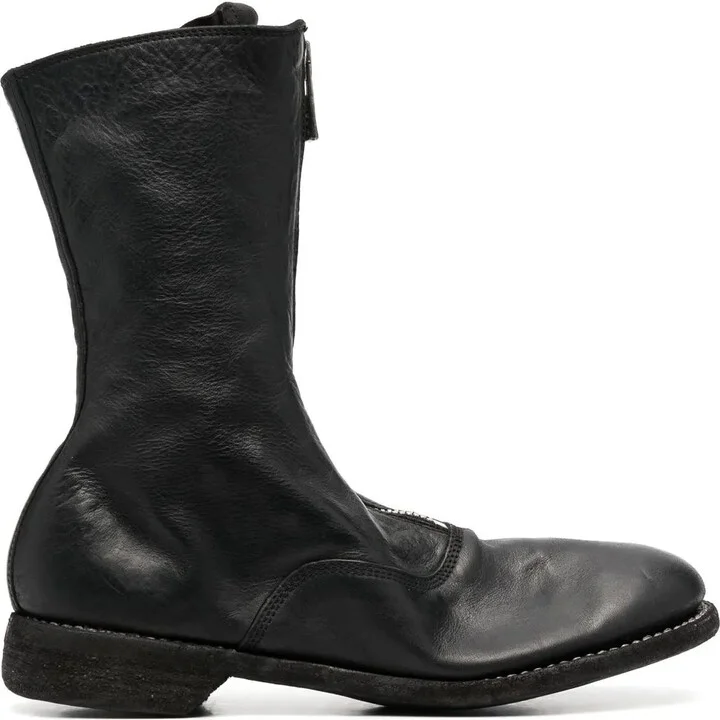 Round-Toe Leather Boots