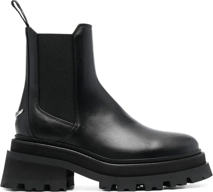 round-toe leather Chelsea boots