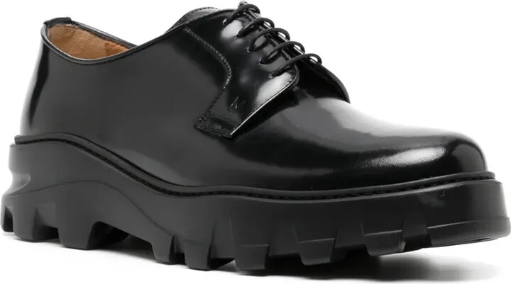 Round-Toe Leather Derby Shoes - Image 2